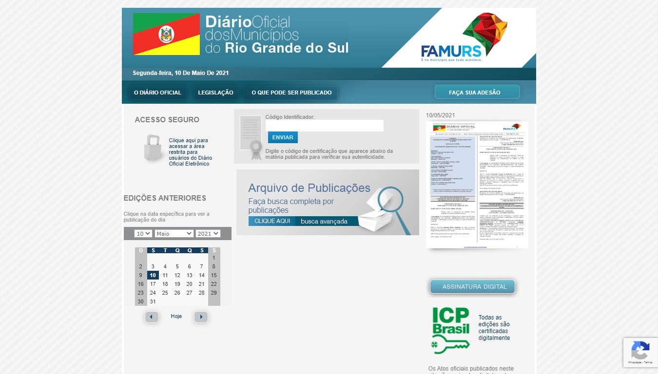 Publicações legais de Rio Grande serão feitas no Diário Oficial dos Municípios