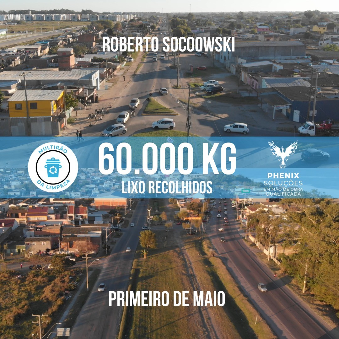 Mutirão de limpeza resulta no recolhimento de 60 toneladas de lixo nas avenidas Primeiro de Maio e Roberto Socoowski 
