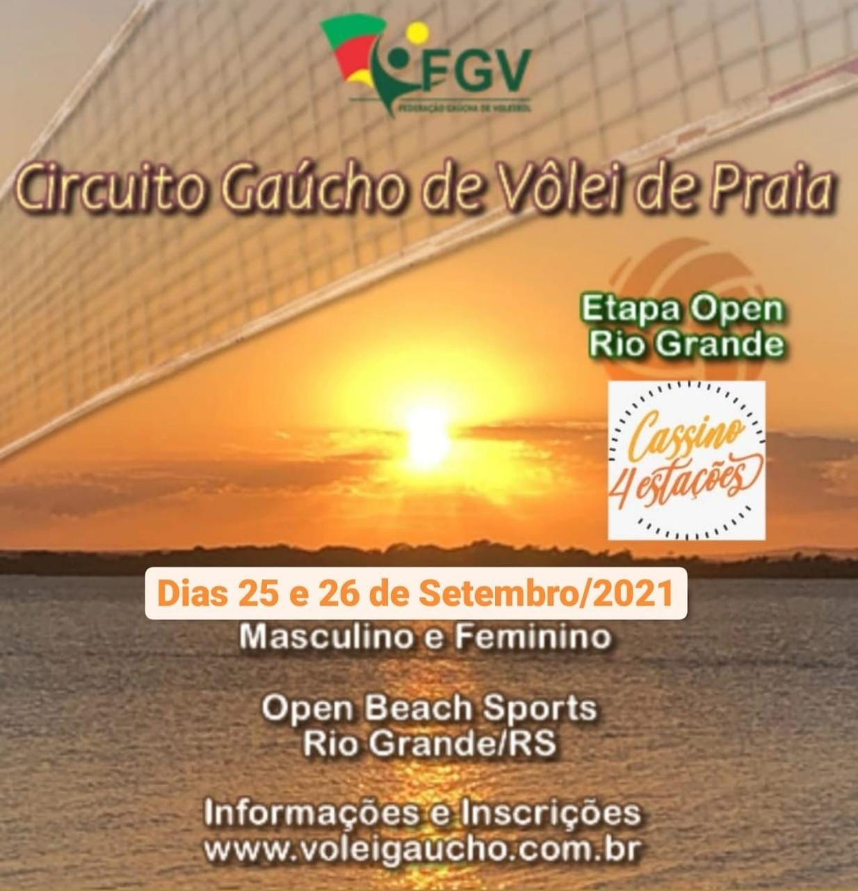 Rio Grande será sede de uma das etapas do Circuito Gaúcho de Vôlei de Praia