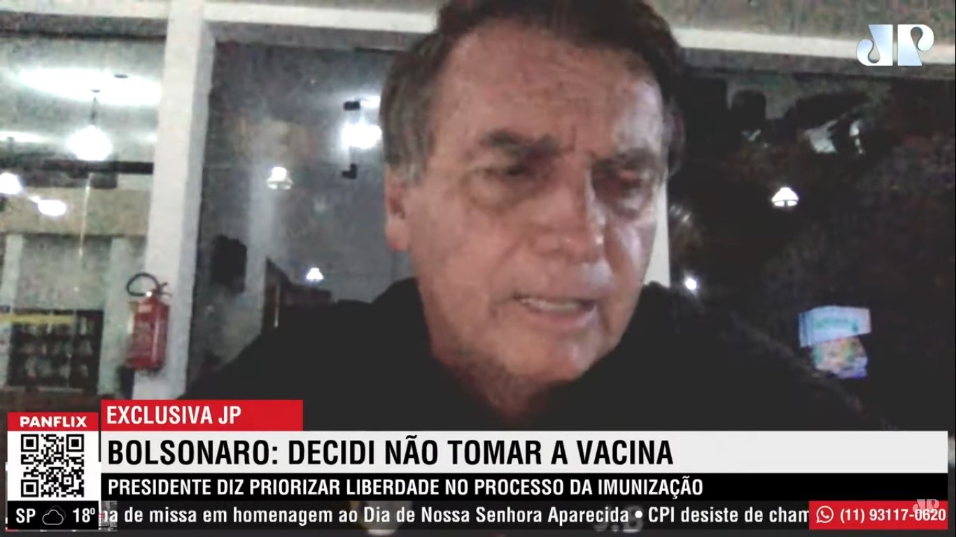 Jair Bolsonaro afirma que não irá tomar a vacina contra a Covid-19; confira o vídeo