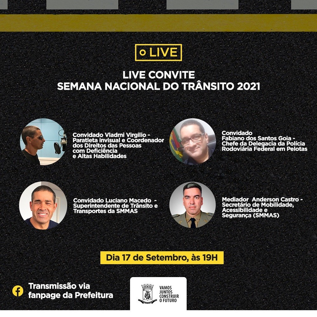 Secretaria de Mobilidade fará live introdutória à Semana Nacional do Trânsito nesta sexta-feira (17)