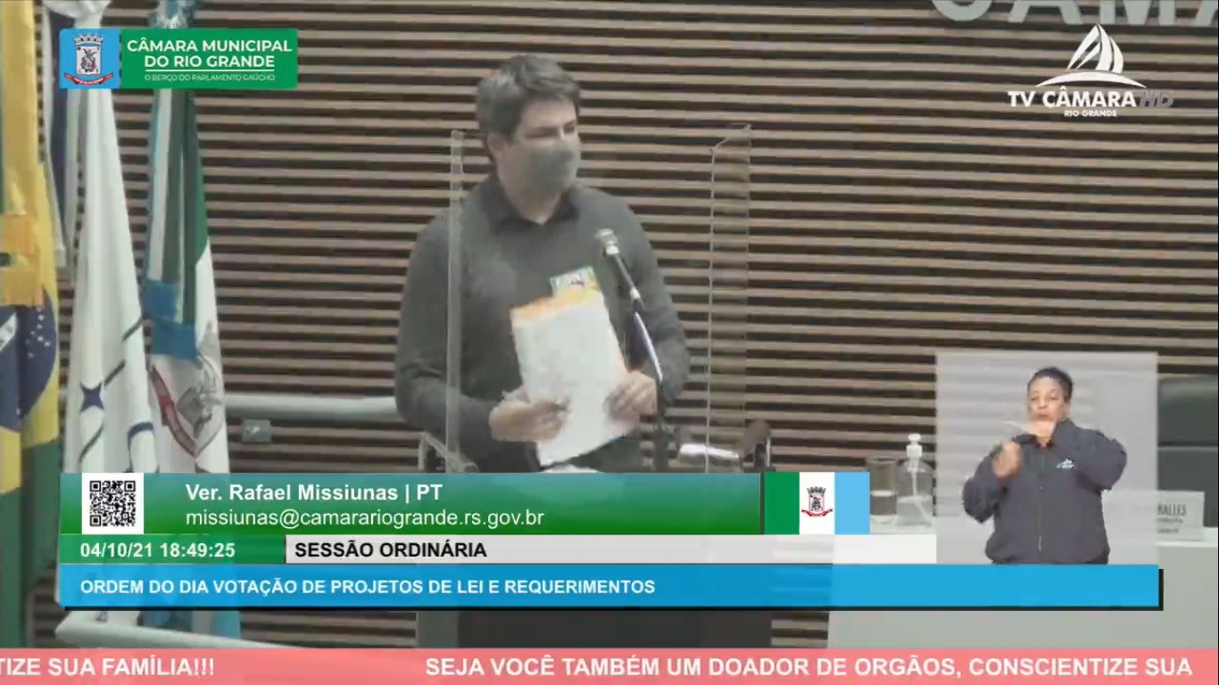 Confira o vídeo com a fala que causou o segundo processo de quebra de decoro parlamentar de Rafael Missiunas (PT)