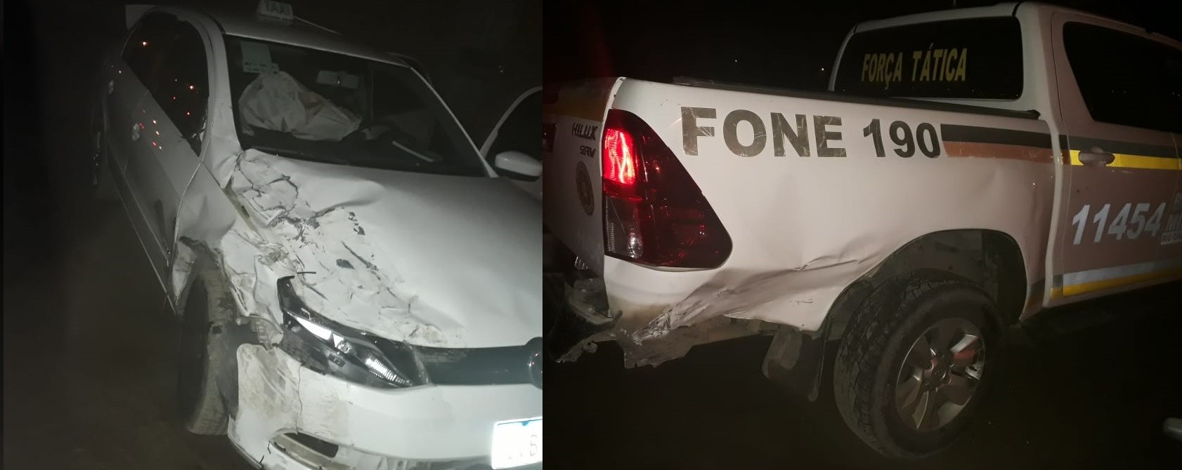 Tentativa de sequestro relâmpago de taxista termina em colisão de veículos com a Brigada Militar