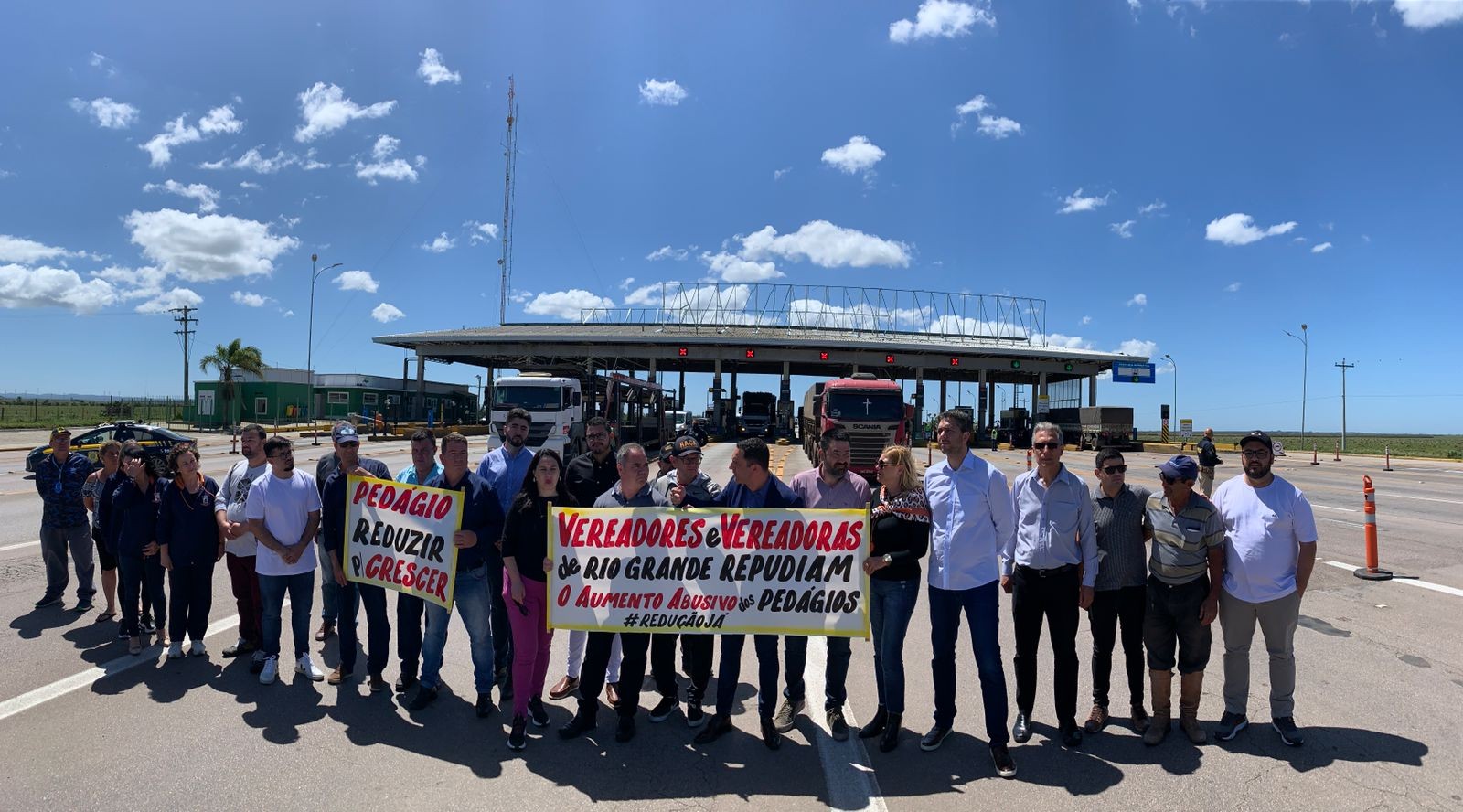 Vereadores de Rio Grande e Pelotas se unem em protesto contra aumento na tarifa dos pedágios