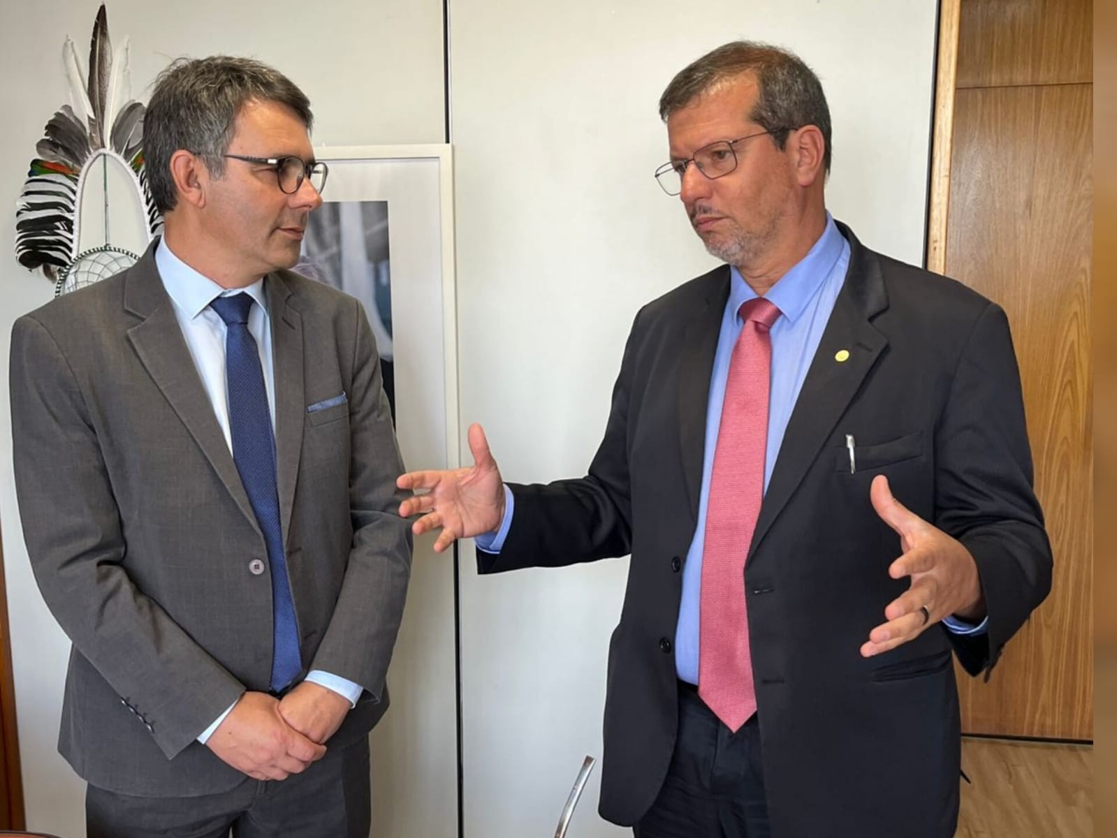 Dep. Alexandre Lindenmeyer (PT) recebe o prefeito Fábio Branco (MDB) em Brasília