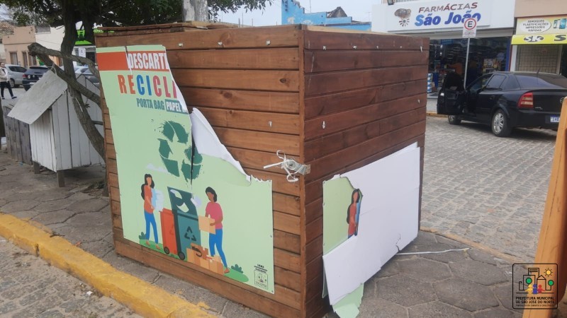 Recém inaugurada, estrutura de coleta de recicláveis é vandalizada em São José do Norte